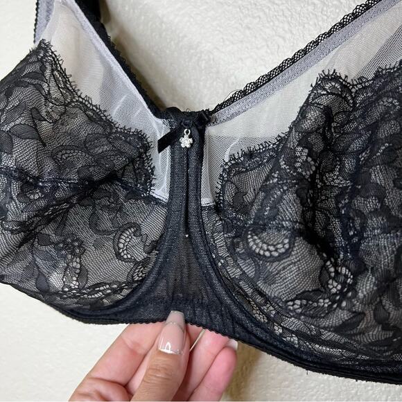 Wacoal 855186 black lace First Bloom Retro Chic Full Figure underwire bra 36G - Picture 5 of 9